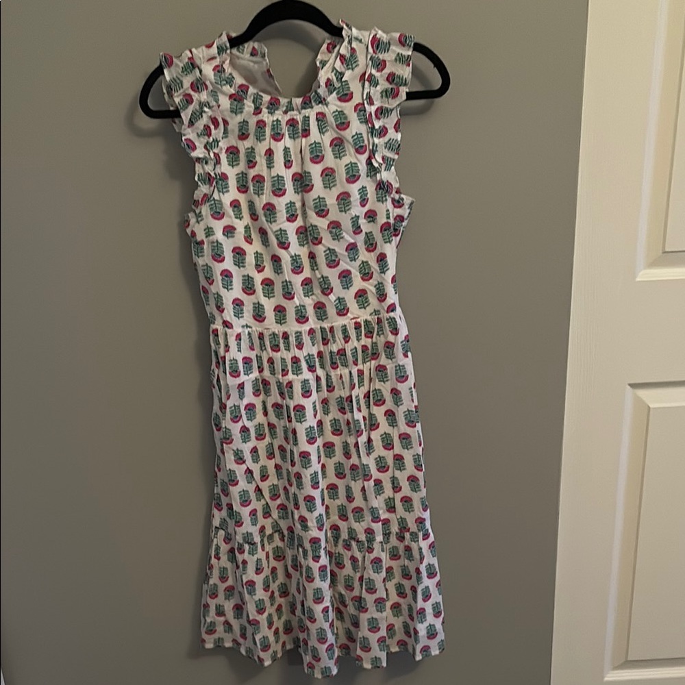 White Sleeveless Dress with Colorful Print